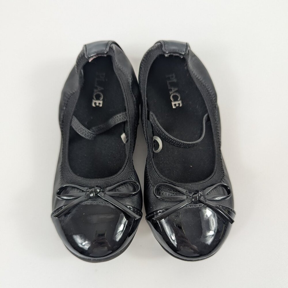 The Children's Place Black Patent Ballet Flat Mary Janes Todder Size 9 EUC